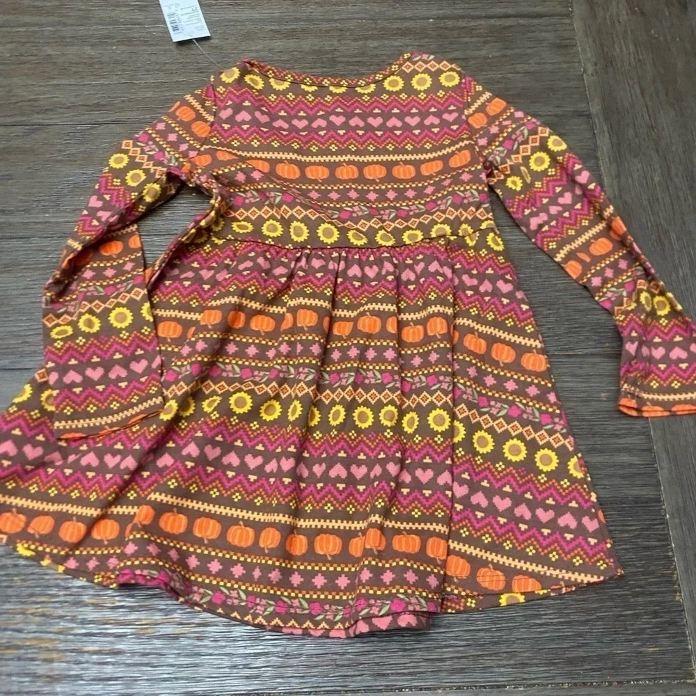 The Children Place Colorful Patterned Long Sleeve Dress 2T